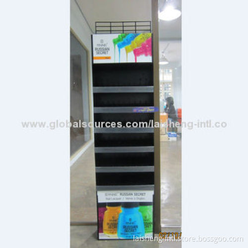 Wooden metal acrylic nail polish display rack with six shelves
